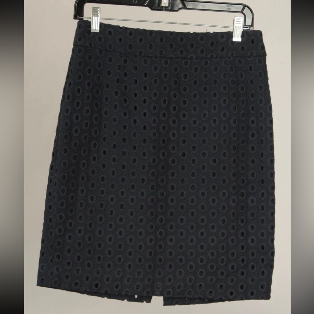 J. Crew Women’s Skirts 4 Navy Blue A Line Eyelet Lined 100% Cotton
